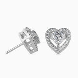 Sparkling Heart Halo Stud Earrings (With Screw)