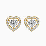 Sparkling Heart Halo Stud Earrings (With Screw)