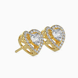 Sparkling Heart Halo Stud Earrings (With Screw)