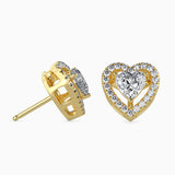 Sparkling Heart Halo Stud Earrings (With Screw)