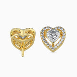 Sparkling Heart Halo Stud Earrings (With Screw)