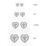 Sparkling Heart Halo Stud Earrings (With Screw)