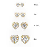 Sparkling Heart Halo Stud Earrings (With Screw)