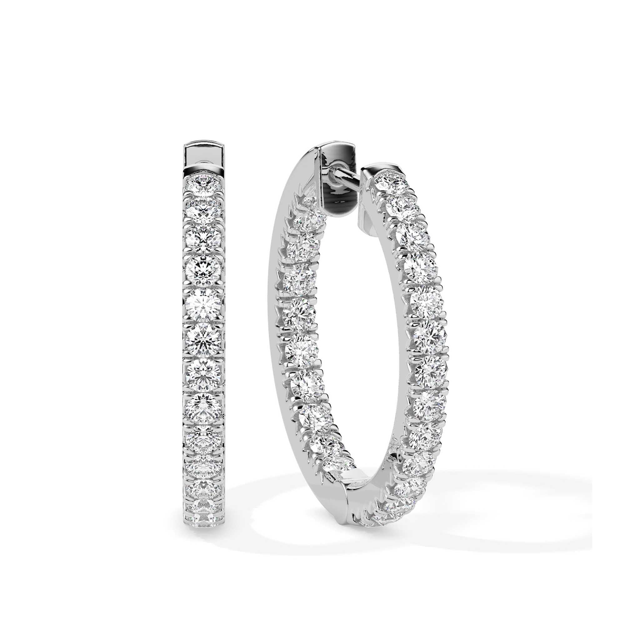 Classic Inside-Out Diamond Hoop Earrings (with Screw)