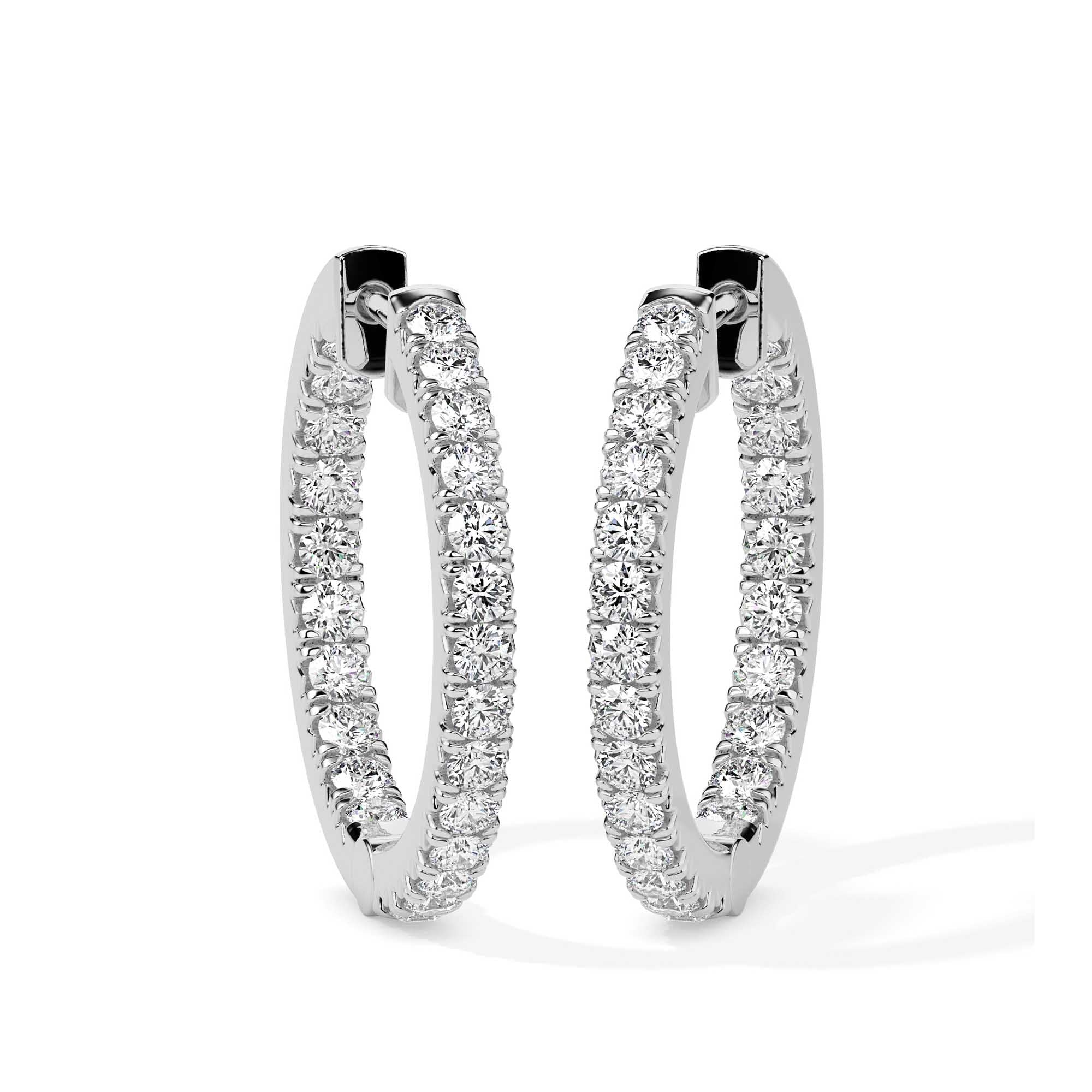 Classic Inside-Out Diamond Hoop Earrings (with Screw)