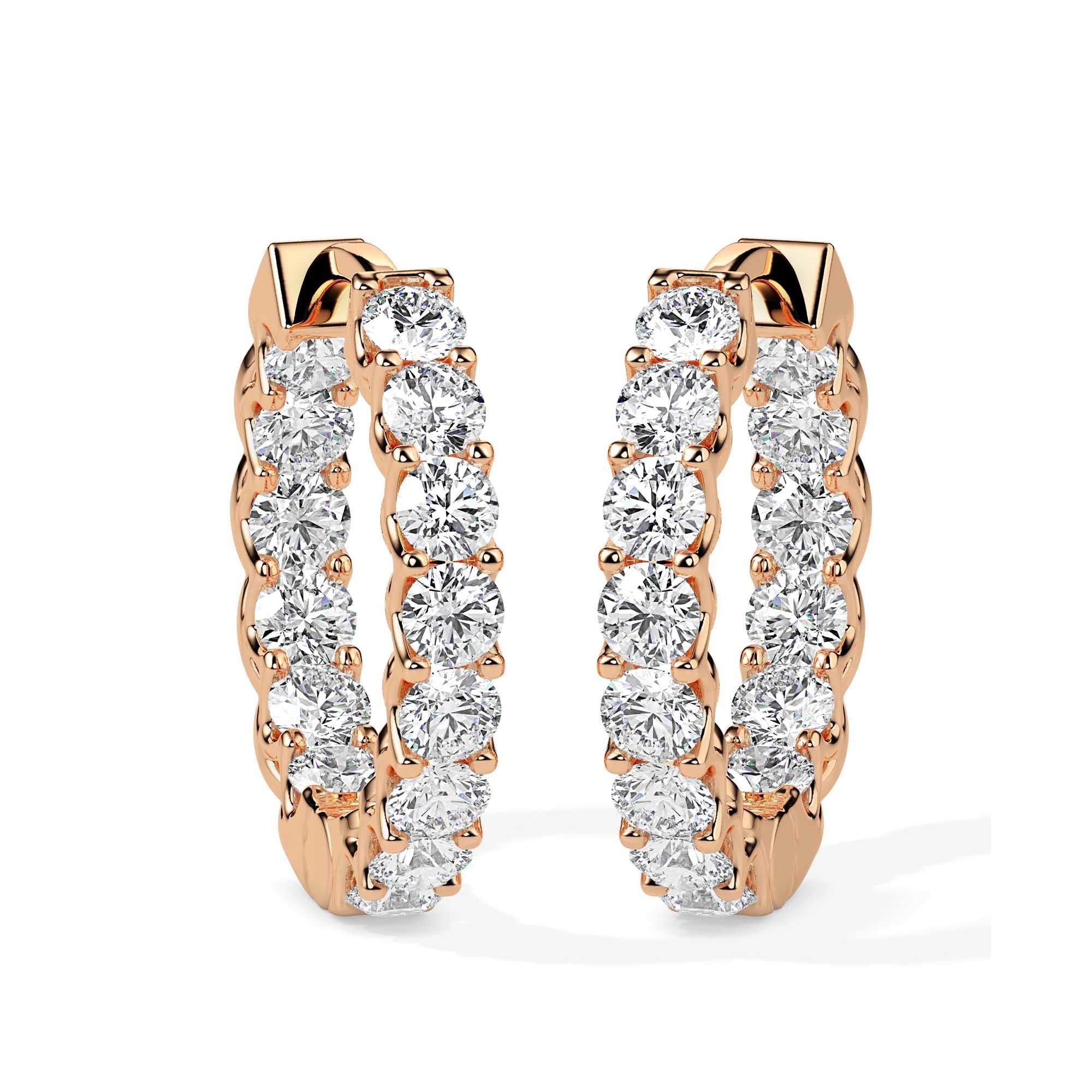 Brilliant Round-Cut Diamond Hoop Earrings (with Screw)