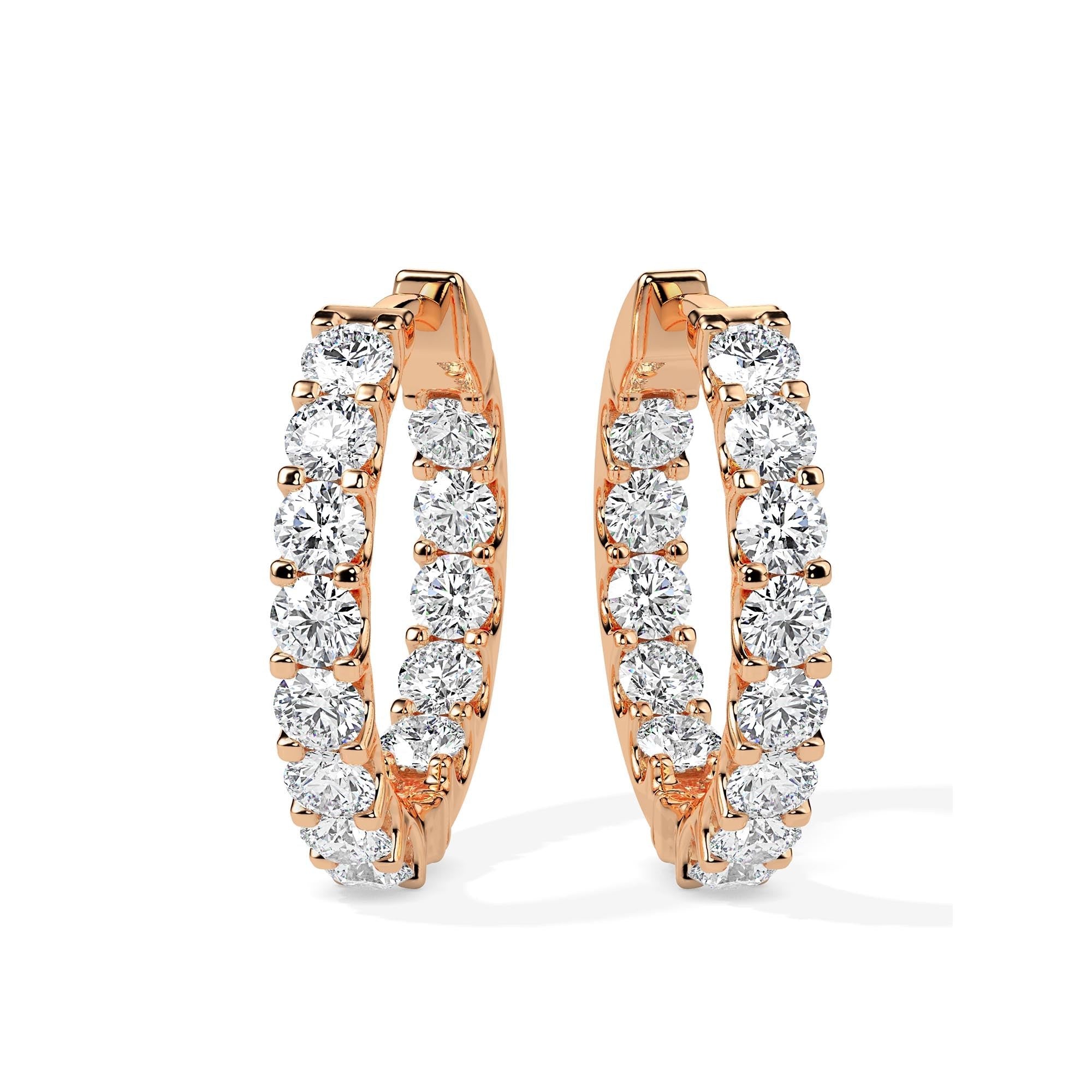 Elegant Round Cut Diamond Hoop Earrings (with Screw)