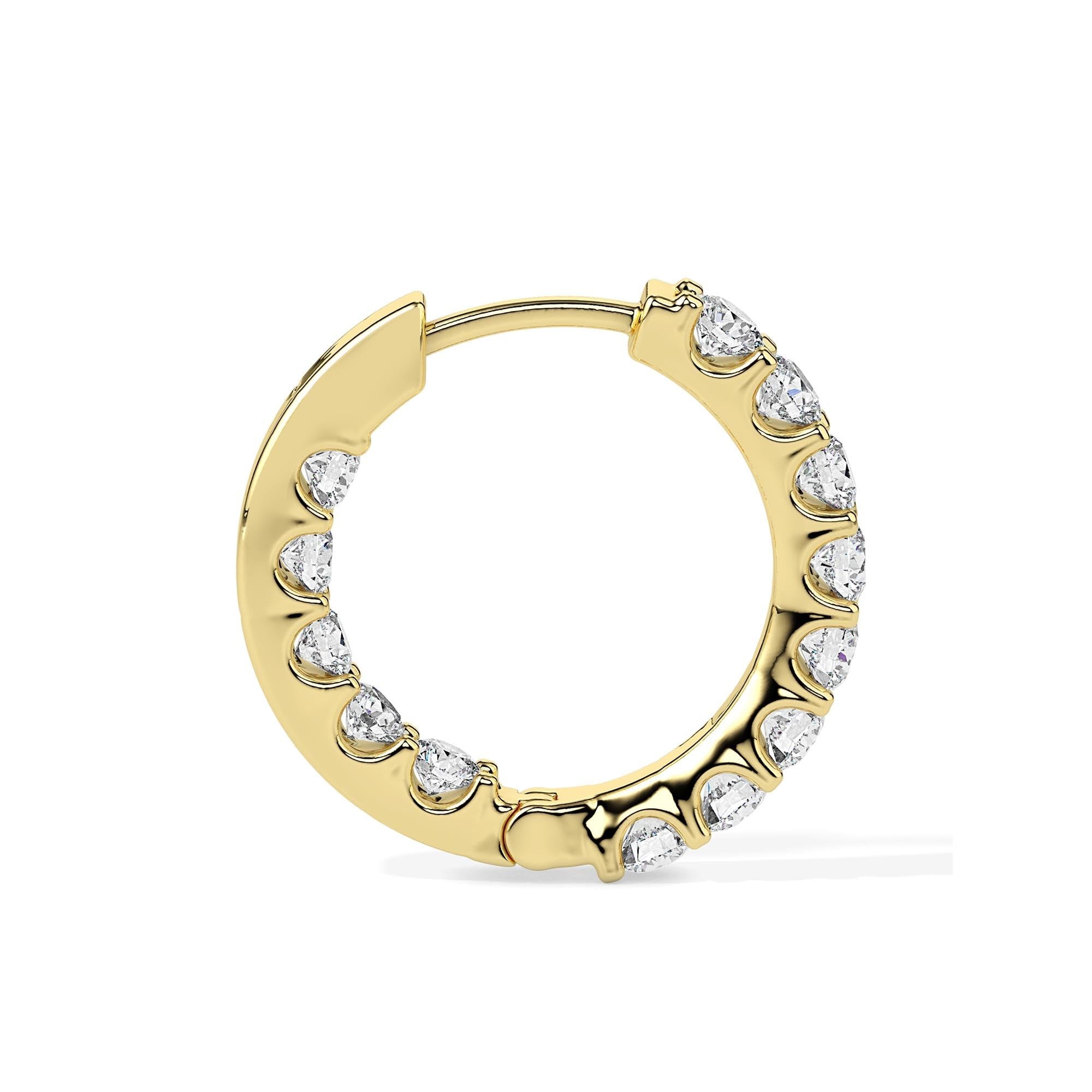 Elegant Round Cut Diamond Hoop Earrings (with Screw)