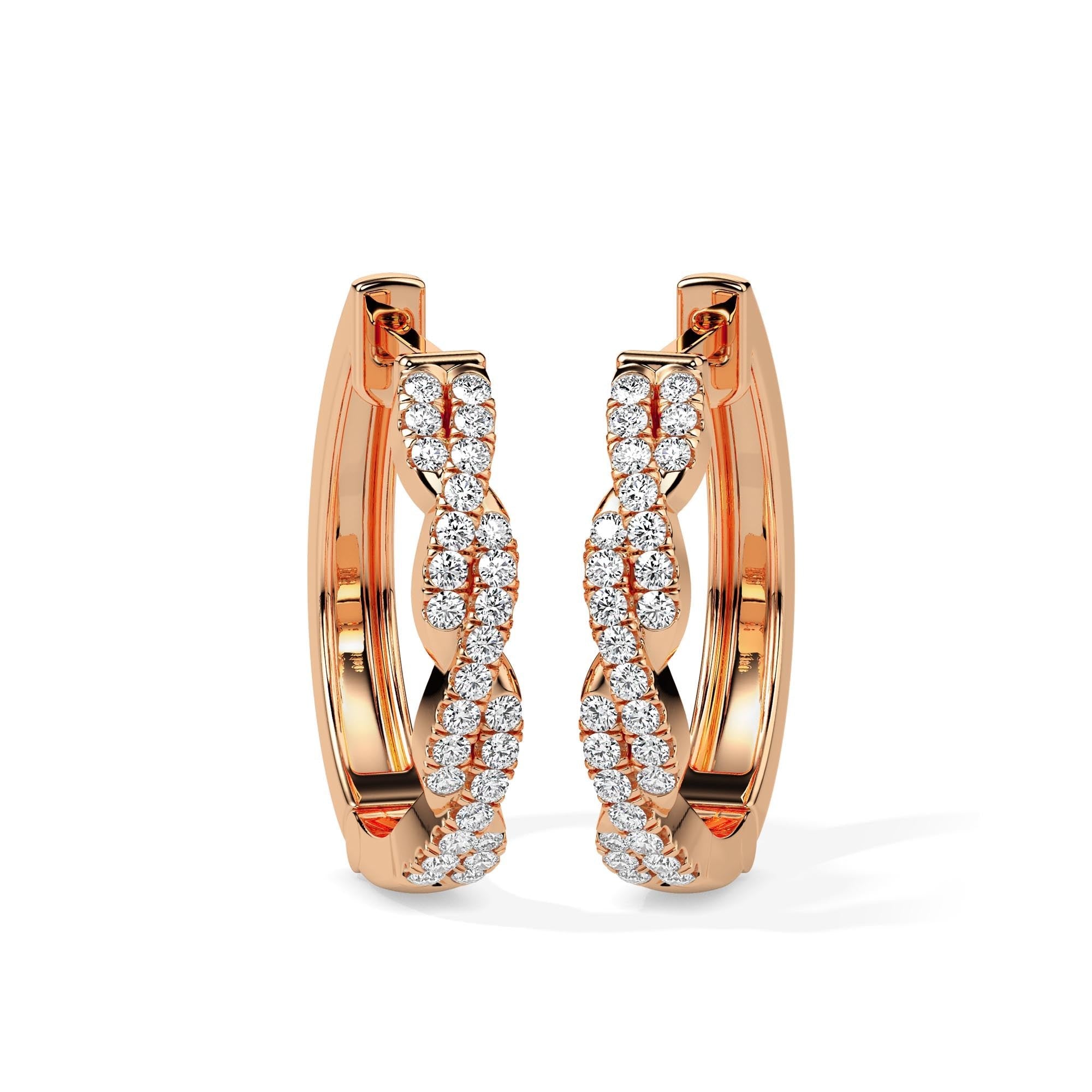 Twisted Diamond Hoop Earrings (with Screw)