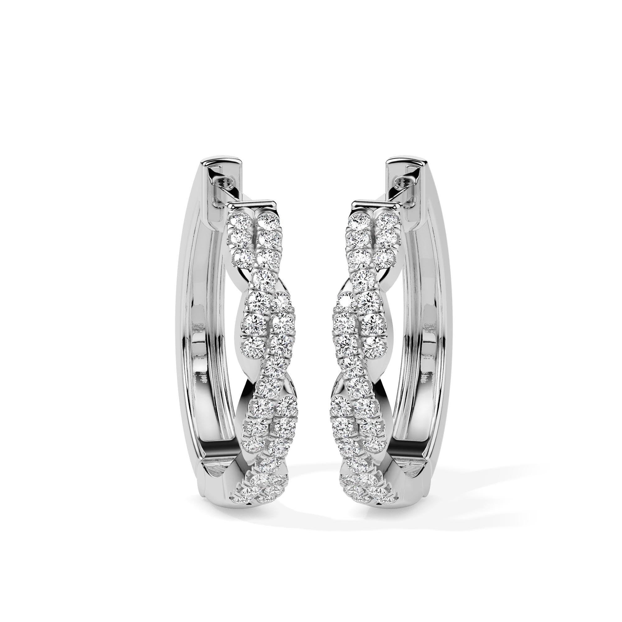 Twisted Diamond Hoop Earrings (with Screw)