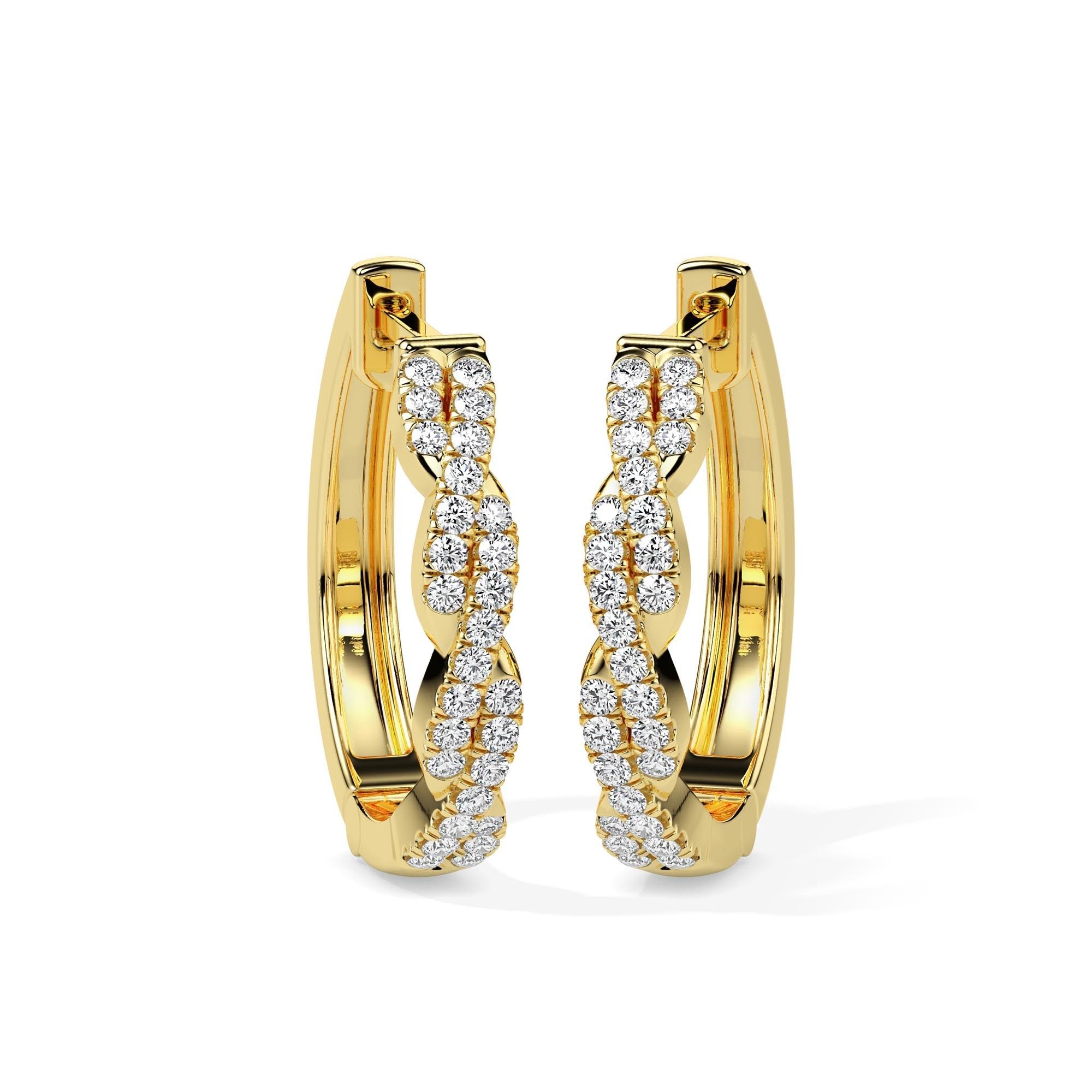 Twisted Diamond Hoop Earrings (with Screw)