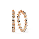 Heart Link Diamond Hoop Earrings (with Screw)