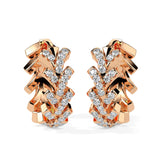 Leaf-Inspired Diamond Hoop Earrings