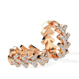 Leaf-Inspired Diamond Hoop Earrings