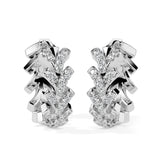 Leaf-Inspired Diamond Hoop Earrings