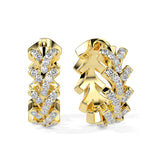 Leaf-Inspired Diamond Hoop Earrings