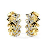 Leaf-Inspired Diamond Hoop Earrings