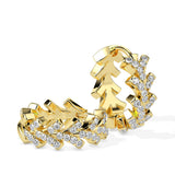 Leaf-Inspired Diamond Hoop Earrings