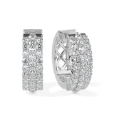 Double Row Diamond Hoop Earrings (with Screw)