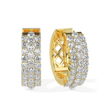 Double Row Diamond Hoop Earrings (with Screw)