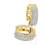 Double Row Diamond Hoop Earrings (with Screw)