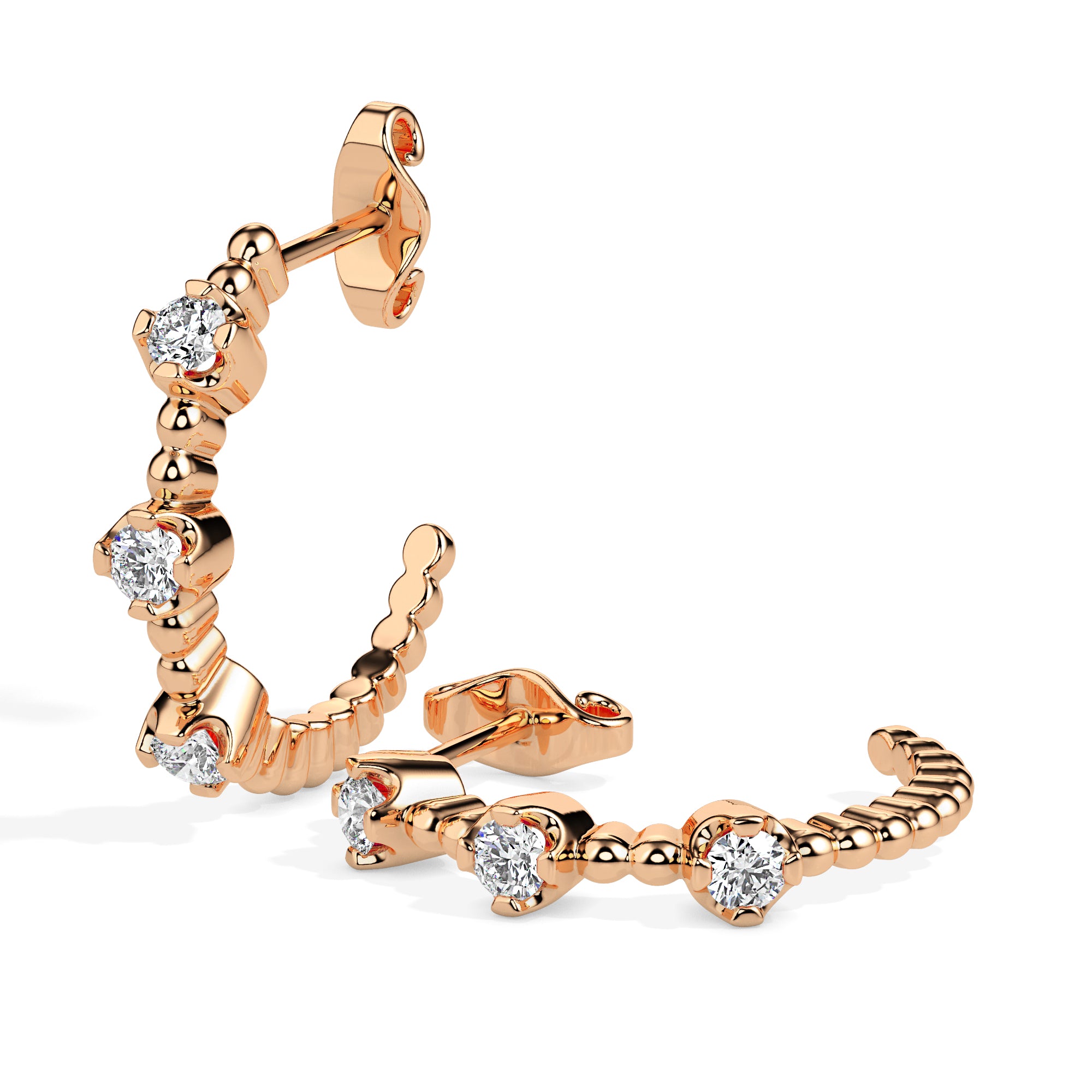 Elegant Crystal-Studded Hoop Earrings (with Screw)