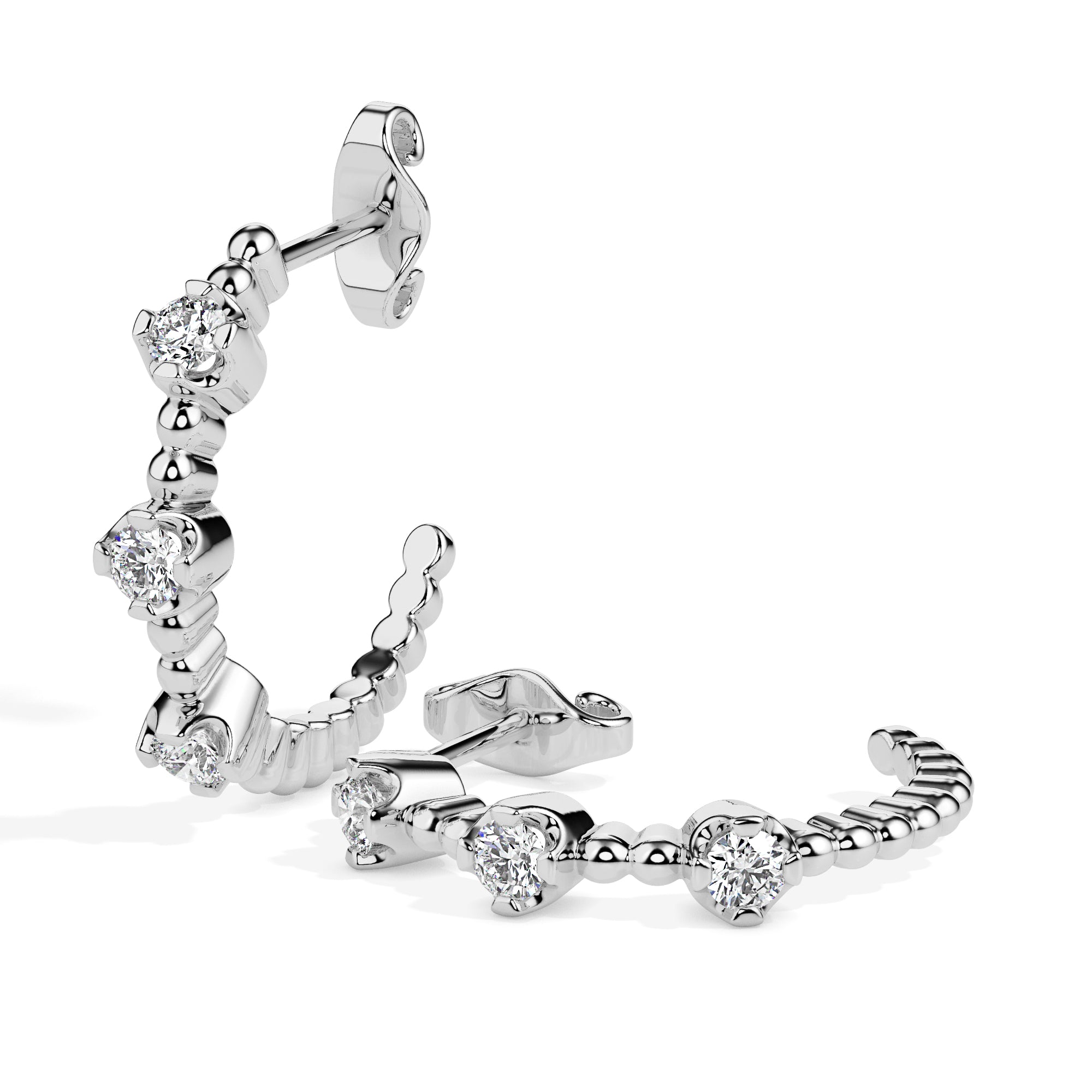 Elegant Crystal-Studded Hoop Earrings (with Screw)