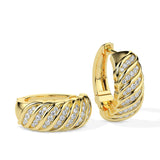 Twist Design Diamond Hoop Earrings (with Screw)