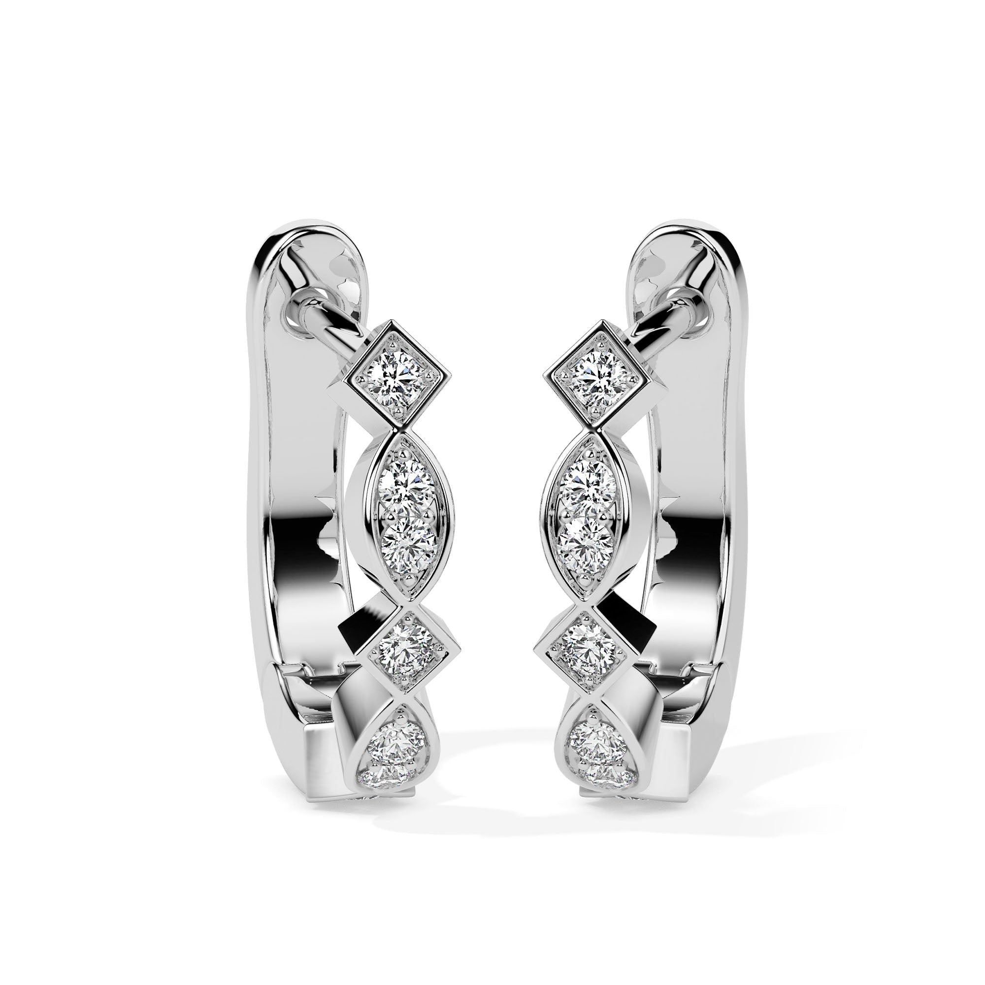 Geometric Diamond Hoop Earrings (with Screw)