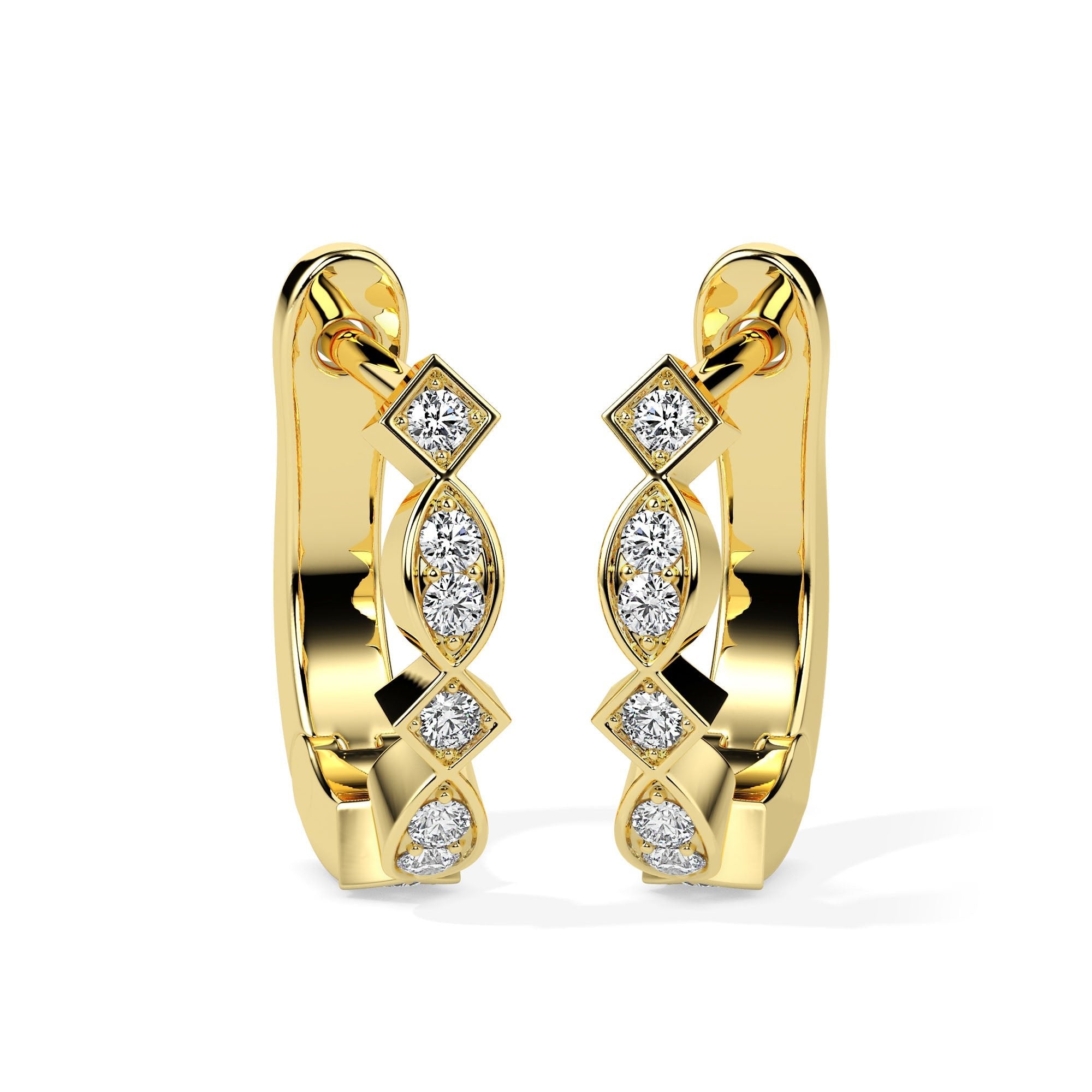 Geometric Diamond Hoop Earrings (with Screw)