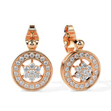 Radiant Circle Flower Diamond Drop Earrings (with Screw)