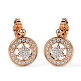 Radiant Circle Flower Diamond Drop Earrings (with Screw)