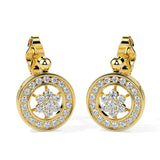 Radiant Circle Flower Diamond Drop Earrings (with Screw)