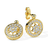 Radiant Circle Flower Diamond Drop Earrings (with Screw)