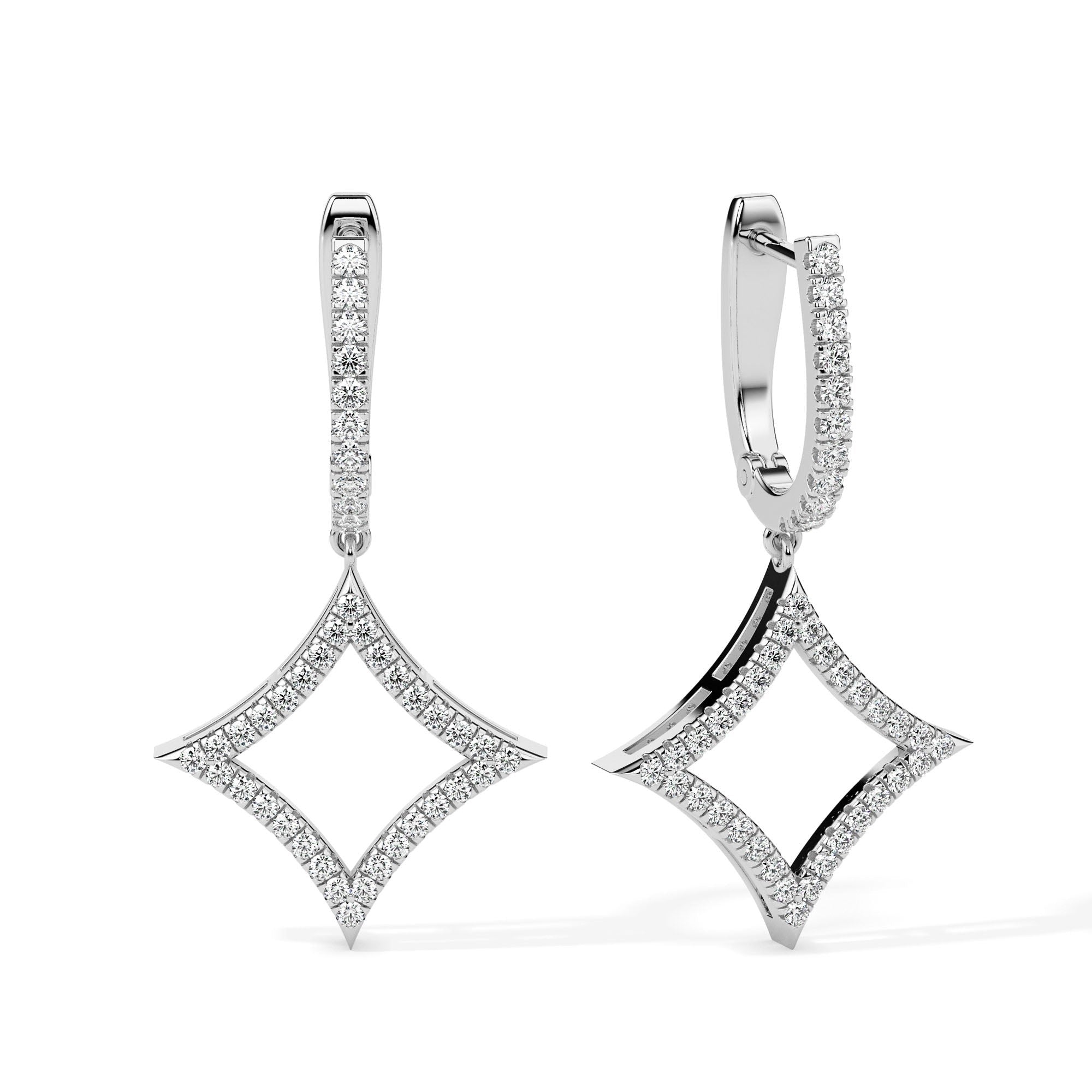 Diamond Starburst Drop Earrings (with Screw)