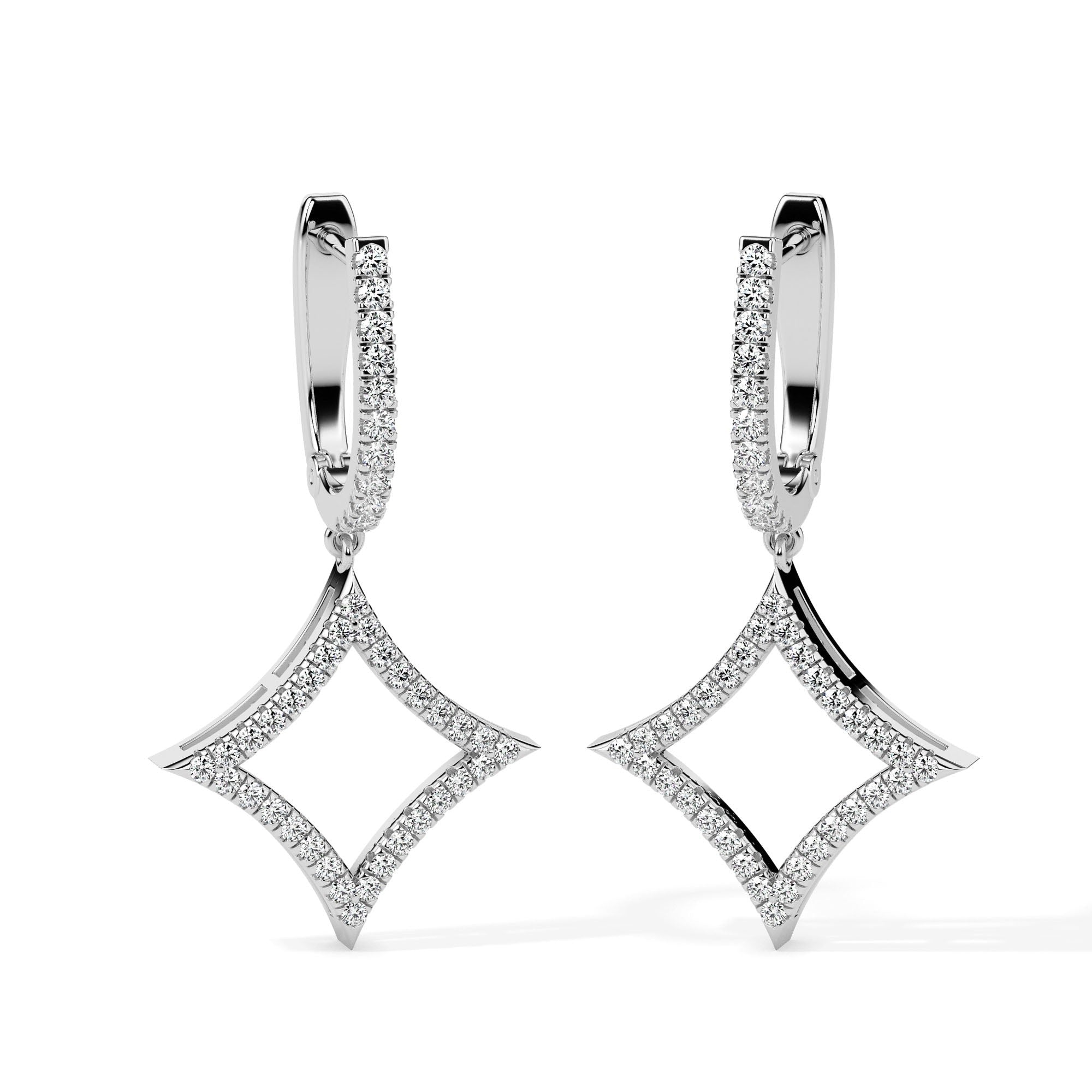 Diamond Starburst Drop Earrings (with Screw)