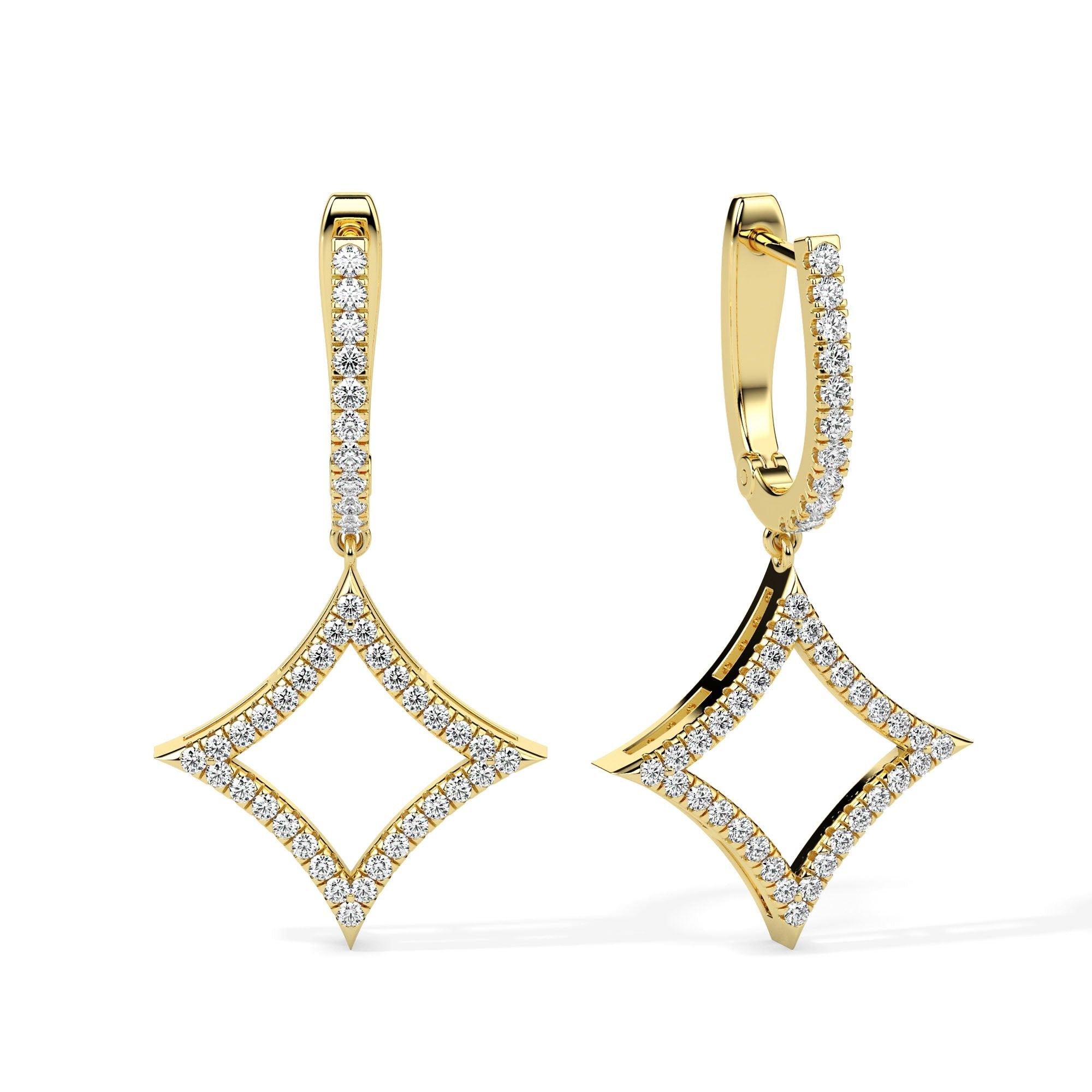 Diamond Starburst Drop Earrings (with Screw)