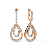 Double Teardrop Diamond Hoop Earrings (with Screw)