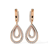 Double Teardrop Diamond Hoop Earrings (with Screw)