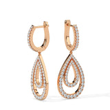 Double Teardrop Diamond Hoop Earrings (with Screw)