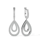 Double Teardrop Diamond Hoop Earrings (with Screw)