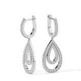 Double Teardrop Diamond Hoop Earrings (with Screw)