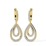 Double Teardrop Diamond Hoop Earrings (with Screw)