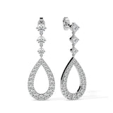 Elegant Teardrop Diamond Dangle Earrings (with Screw)