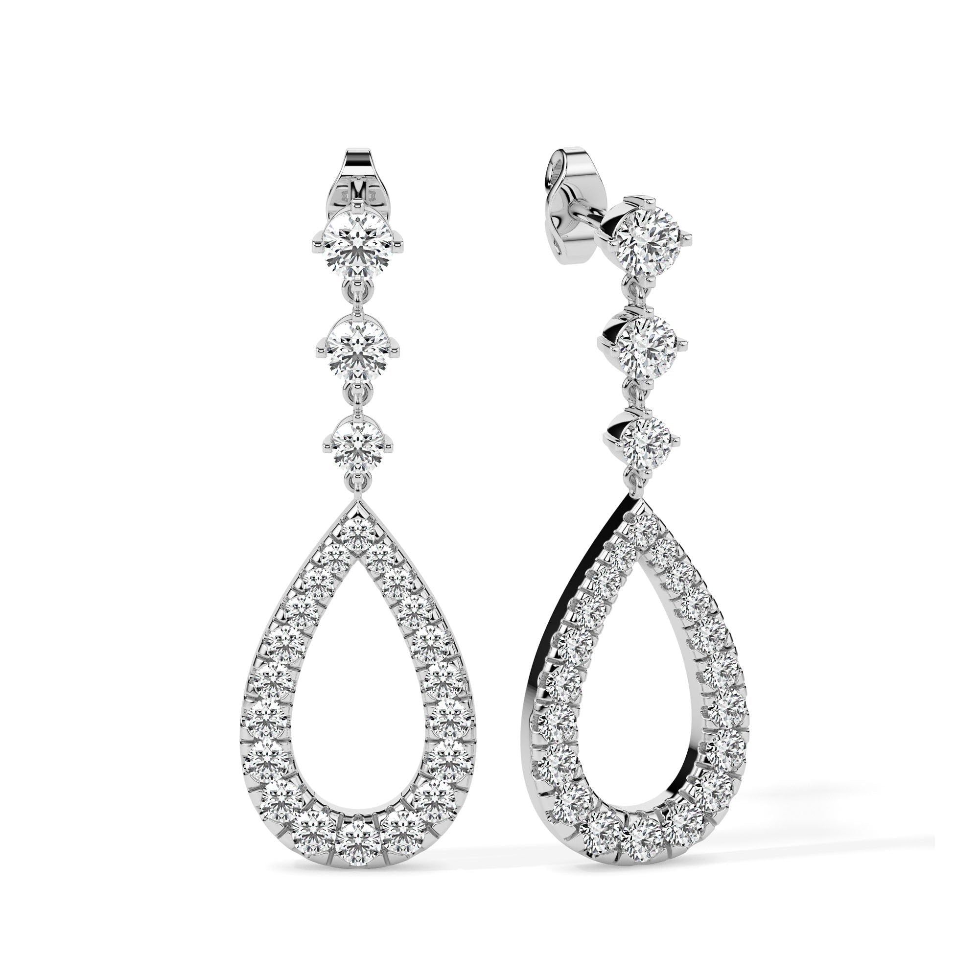 Elegant Teardrop Diamond Dangle Earrings (with Screw)