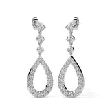 Elegant Teardrop Diamond Dangle Earrings (with Screw)