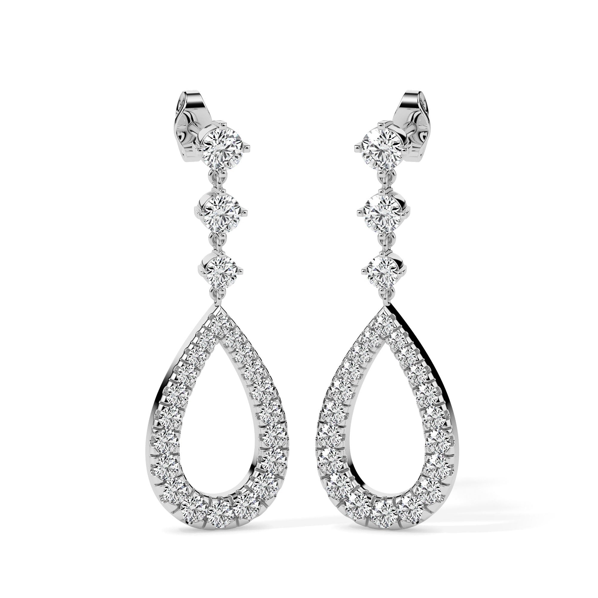 Elegant Teardrop Diamond Dangle Earrings (with Screw)