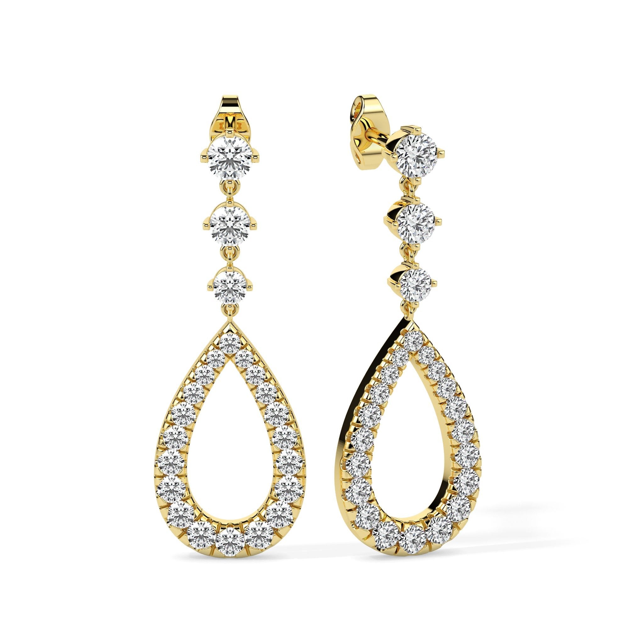 Elegant Teardrop Diamond Dangle Earrings (with Screw)