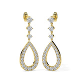 Elegant Teardrop Diamond Dangle Earrings (with Screw)