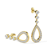 Elegant Teardrop Diamond Dangle Earrings (with Screw)